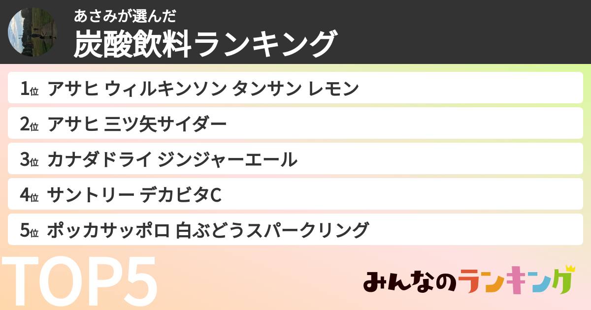 あさみさんの「炭酸飲料ランキング」