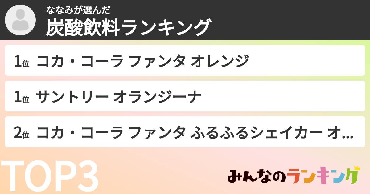 ななみさんの「炭酸飲料ランキング」
