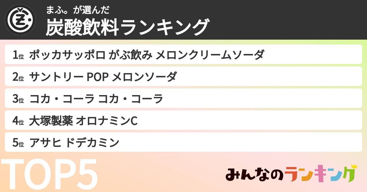 まふ。さんの「炭酸飲料ランキング」