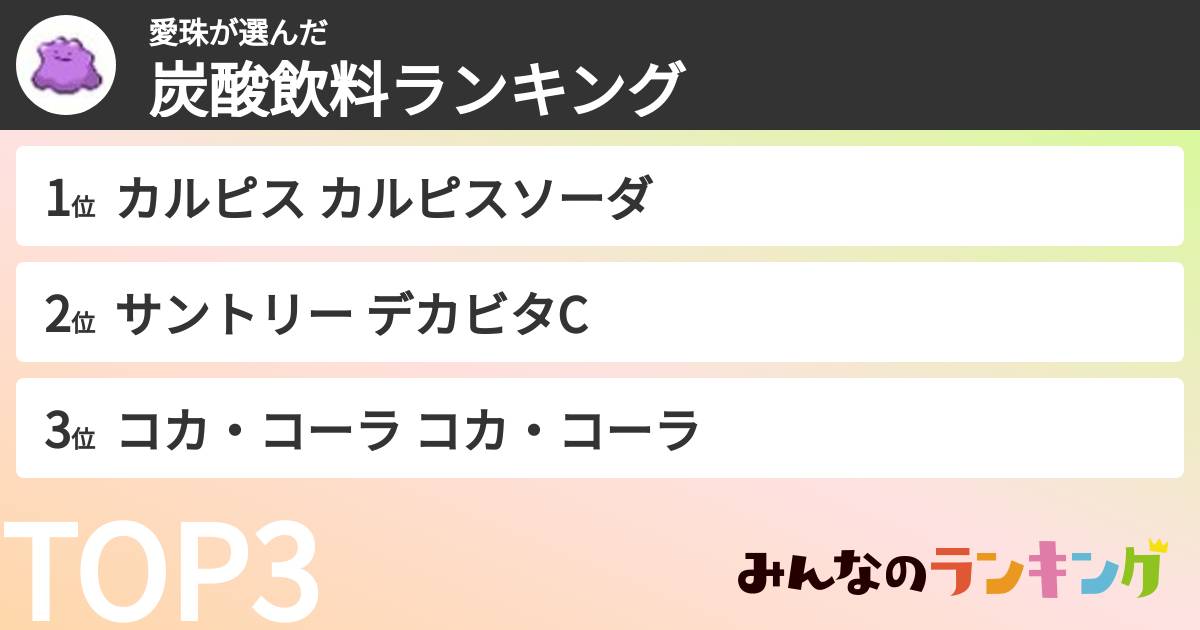 愛珠さんの「炭酸飲料ランキング」