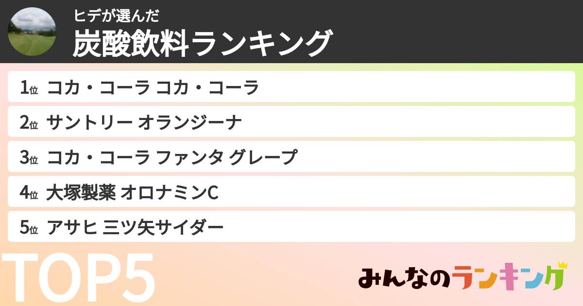 ヒデさんの「炭酸飲料ランキング」