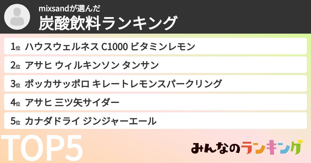 mixsandさんの「炭酸飲料ランキング」