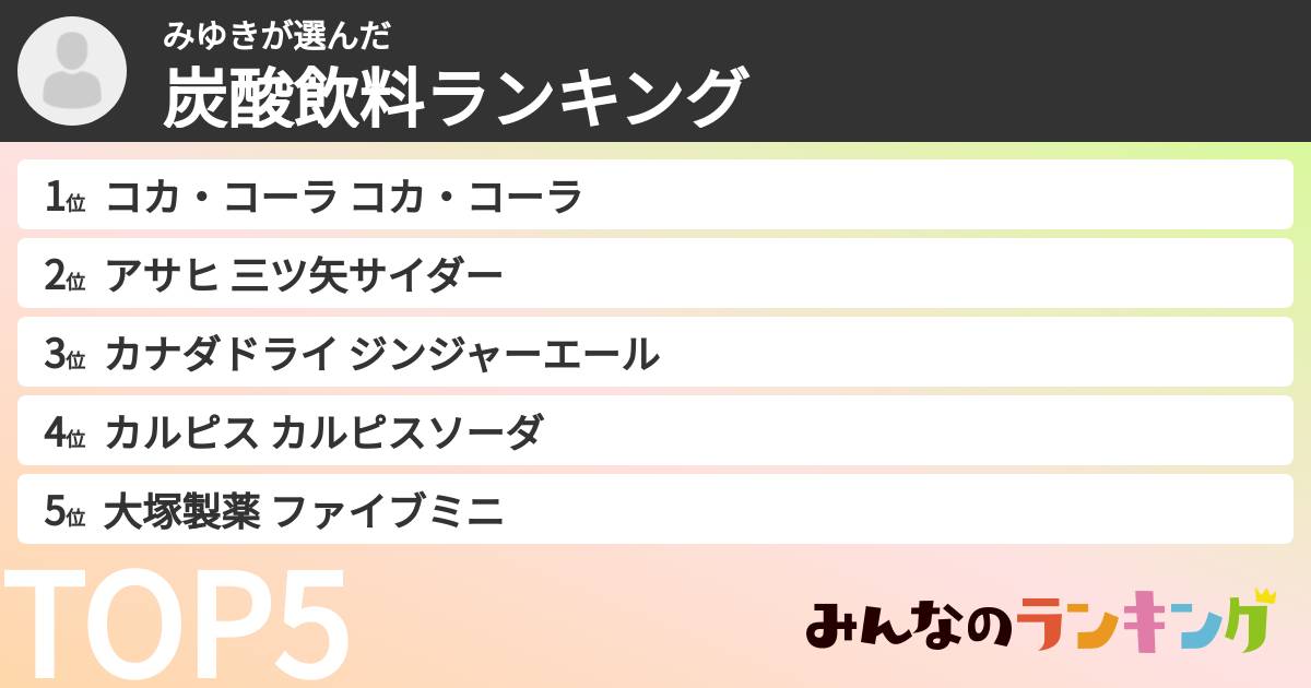 みゆきさんの「炭酸飲料ランキング」