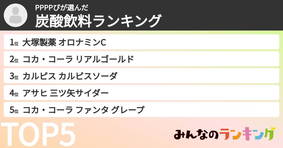 PPPPぴさんの「炭酸飲料ランキング」