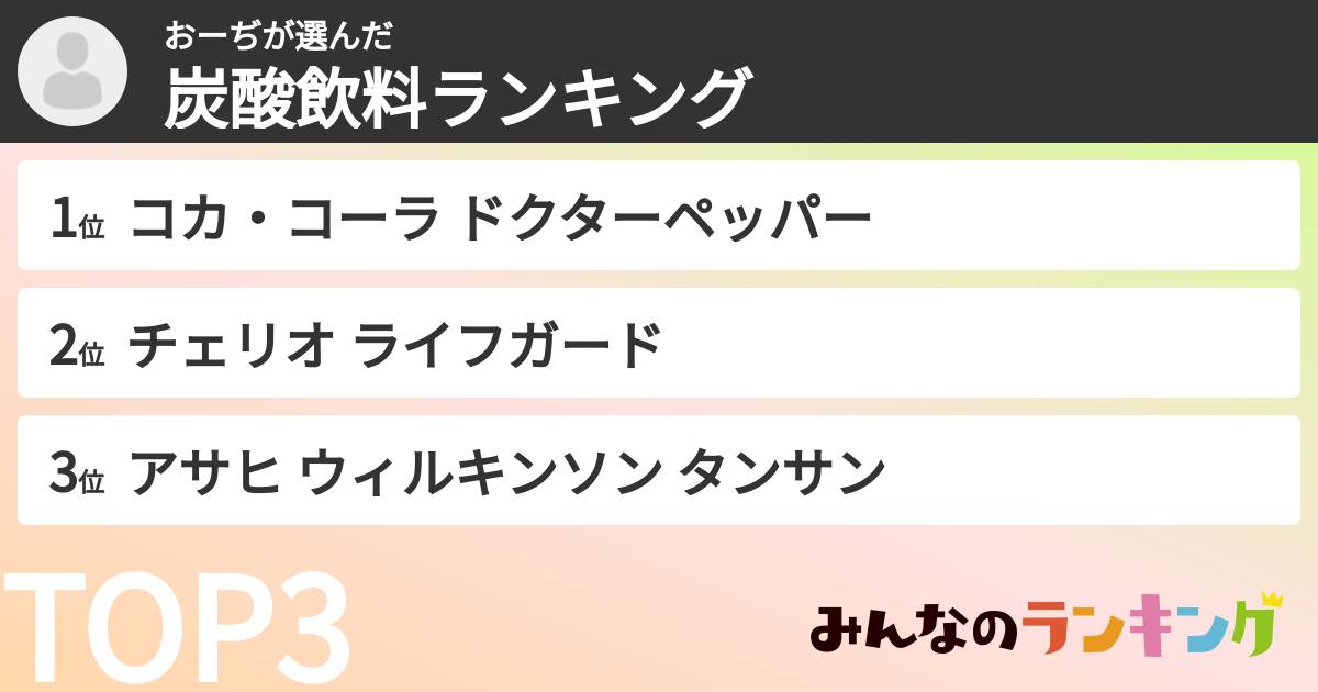 おーぢさんの「炭酸飲料ランキング」