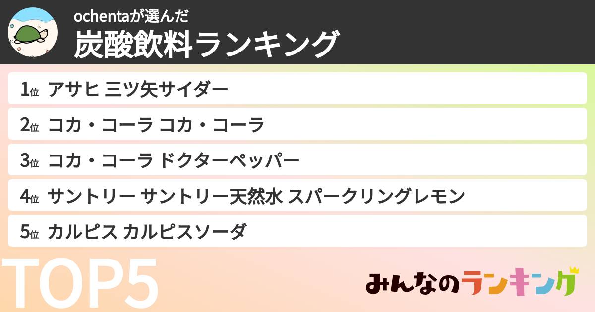 ochentaさんの「炭酸飲料ランキング」
