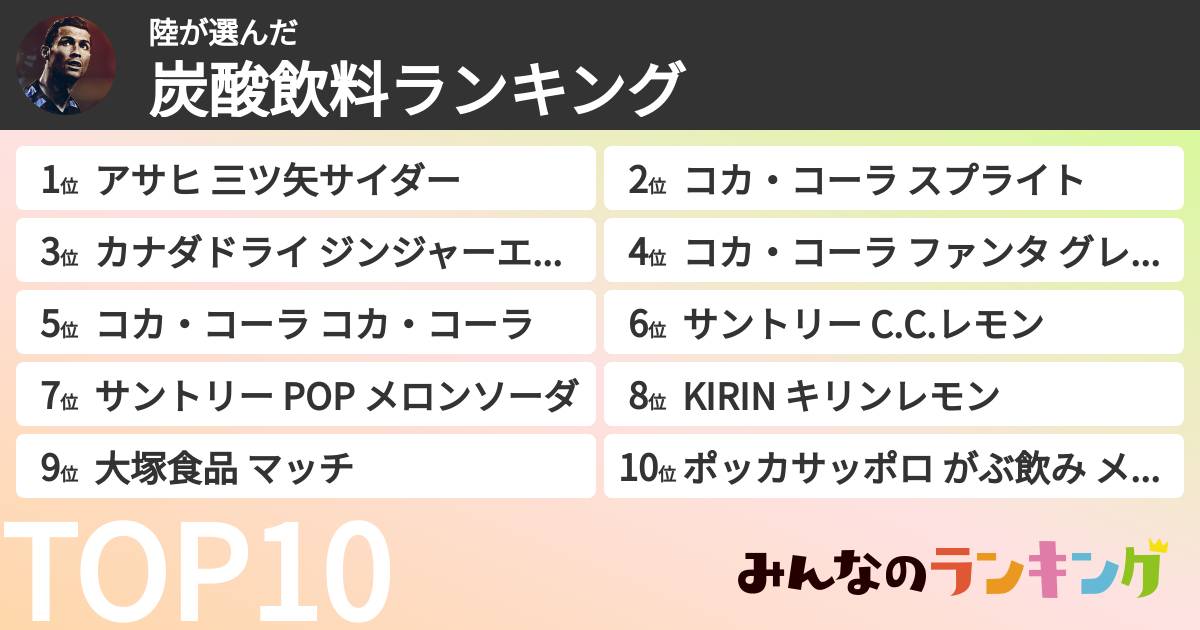 陸さんの「炭酸飲料ランキング」