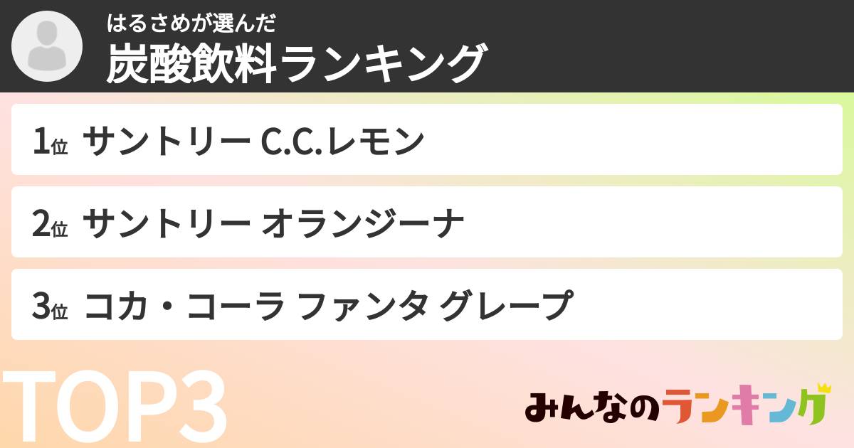 はるさめさんの「炭酸飲料ランキング」