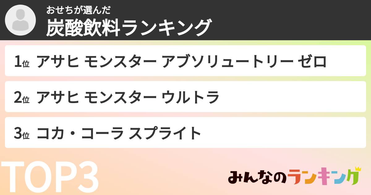 おせちさんの「炭酸飲料ランキング」