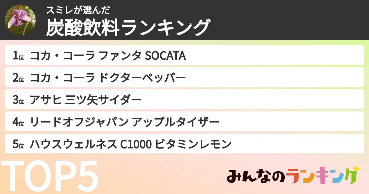 スミレさんの「炭酸飲料ランキング」