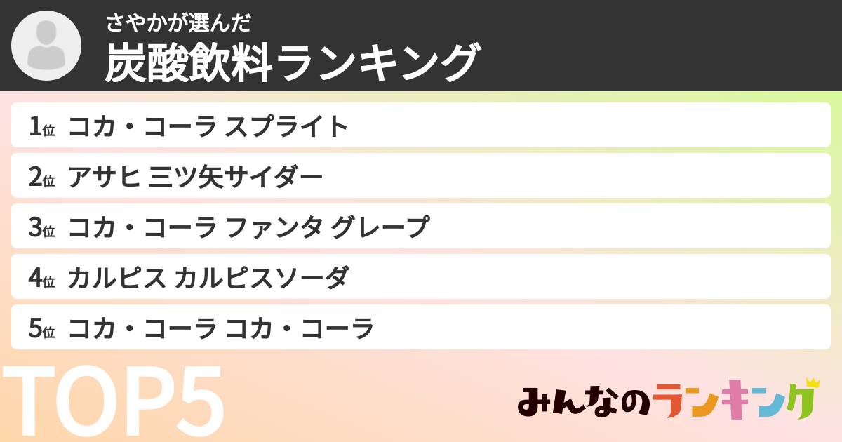 さやかさんの「炭酸飲料ランキング」