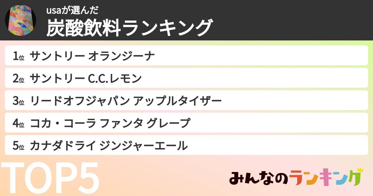 usaさんの「炭酸飲料ランキング」