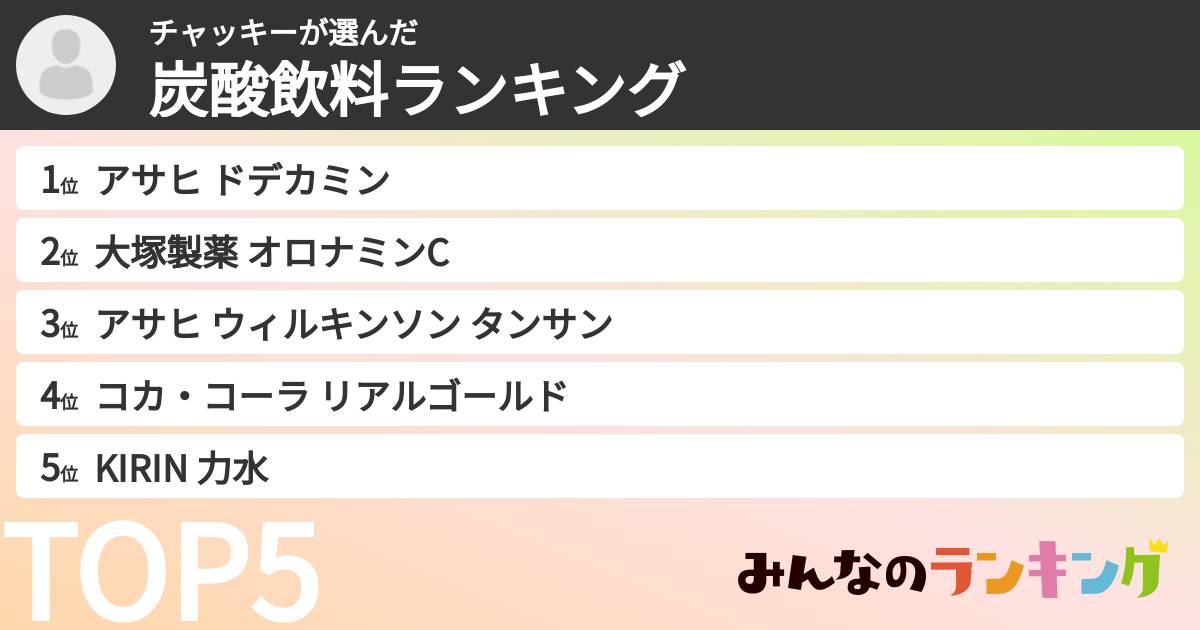 チャッキーさんの「炭酸飲料ランキング」