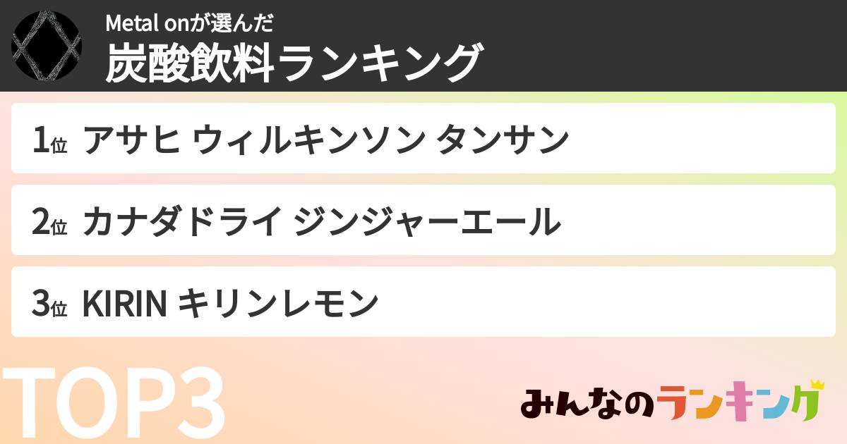 Metal onさんの「炭酸飲料ランキング」