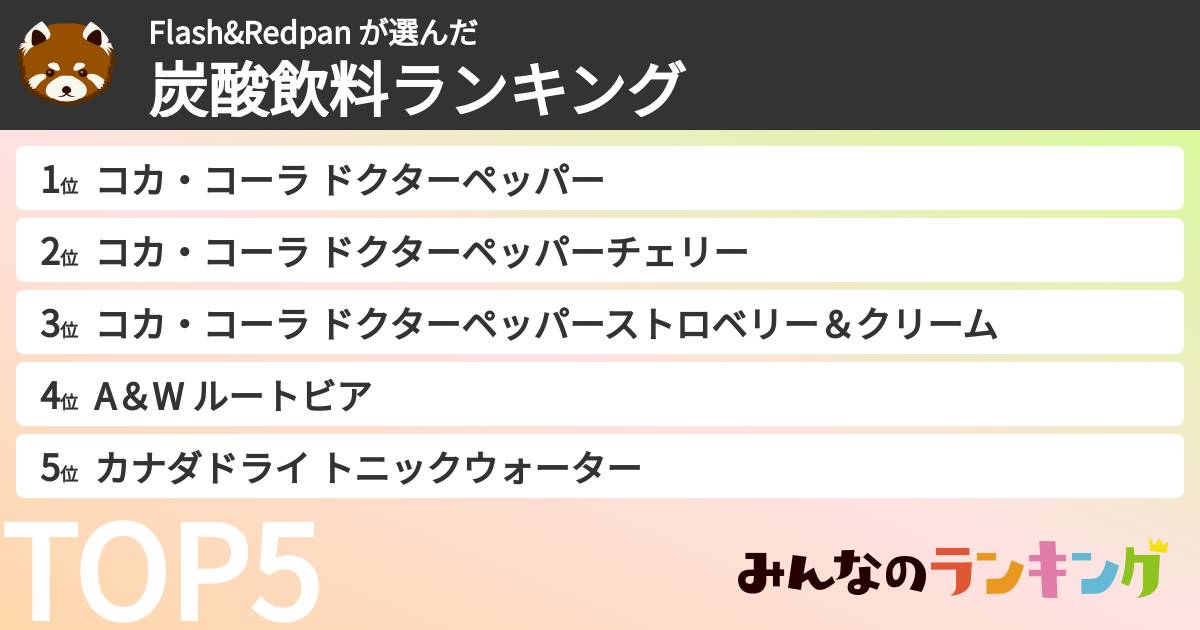 Flash&Redpan さんの「炭酸飲料ランキング」