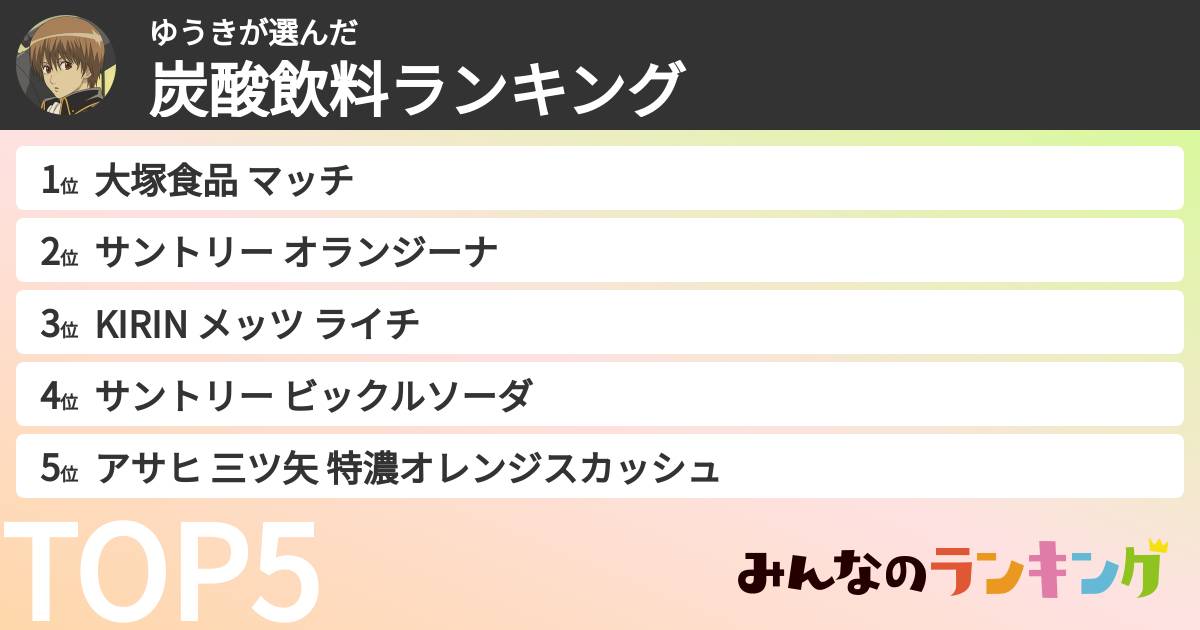 ゆうきさんの「炭酸飲料ランキング」