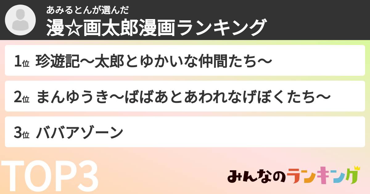 あみるとんさんの「漫☆画太郎漫画ランキング」