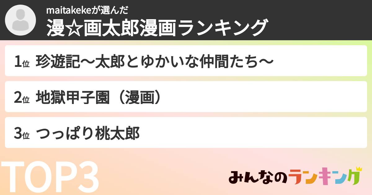 maitakekeさんの「漫☆画太郎漫画ランキング」