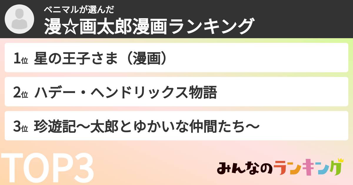 ベニマルさんの「漫☆画太郎漫画ランキング」