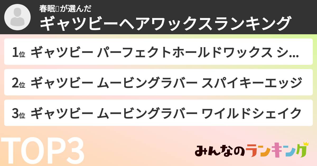 春眠💤さんの「ギャツビーヘアワックスランキング」
