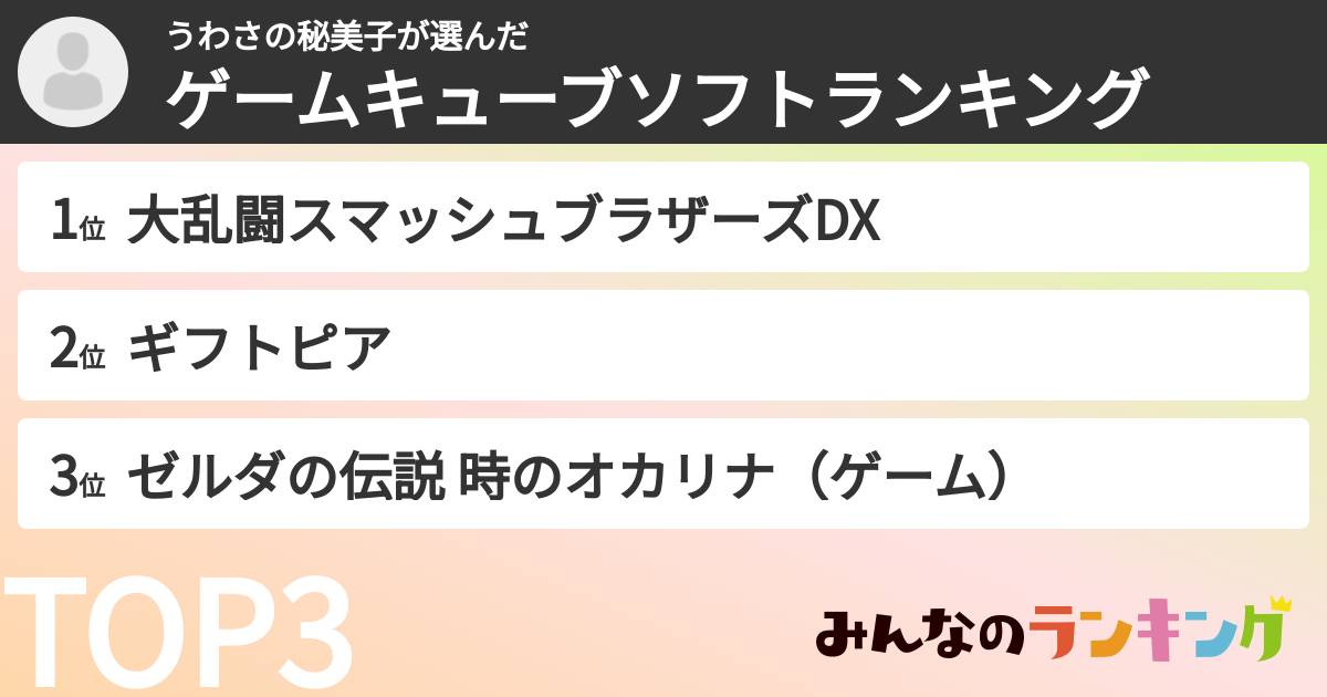 うわさの秘美子さんの「ゲームキューブソフトランキング」