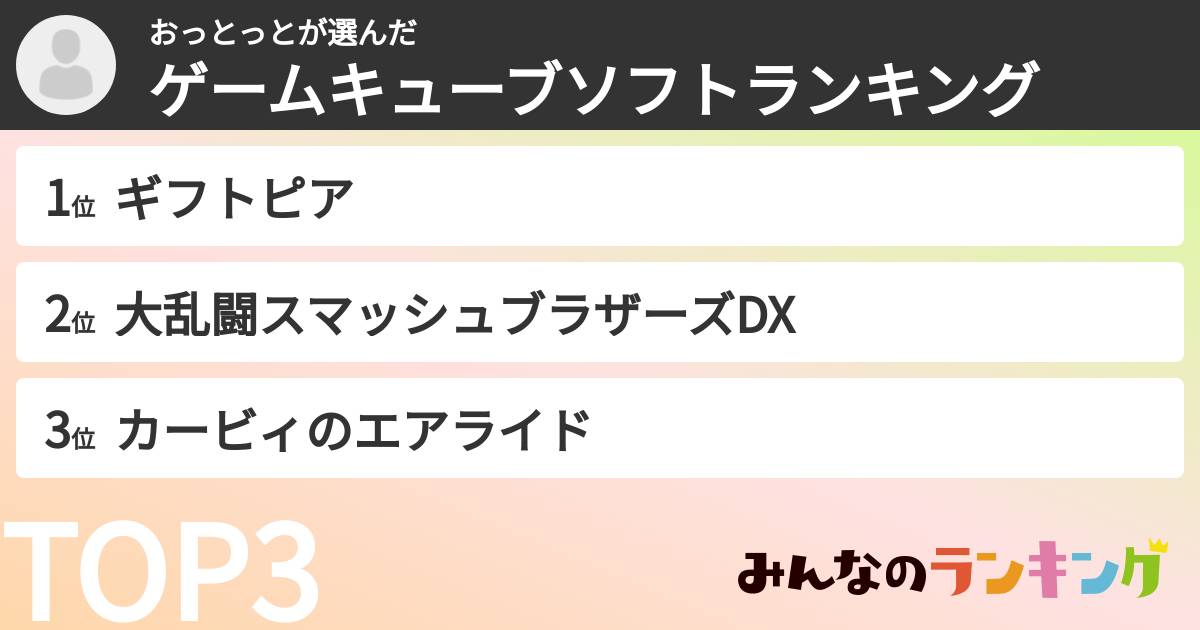 おっとっとさんの「ゲームキューブソフトランキング」