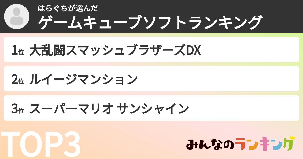 はらぐちさんの「ゲームキューブソフトランキング」