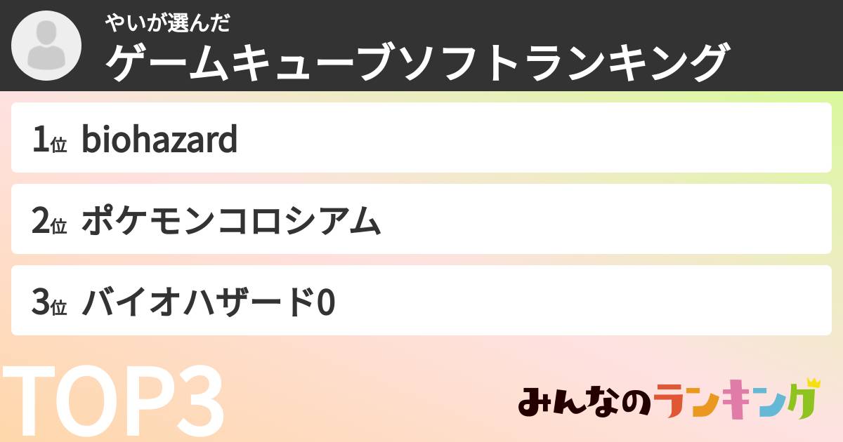 やいさんの「ゲームキューブソフトランキング」
