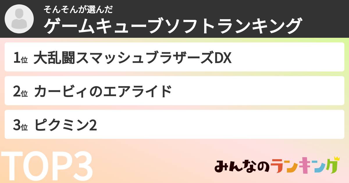 そんそんさんの「ゲームキューブソフトランキング」