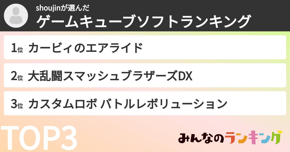 shoujinさんの「ゲームキューブソフトランキング」