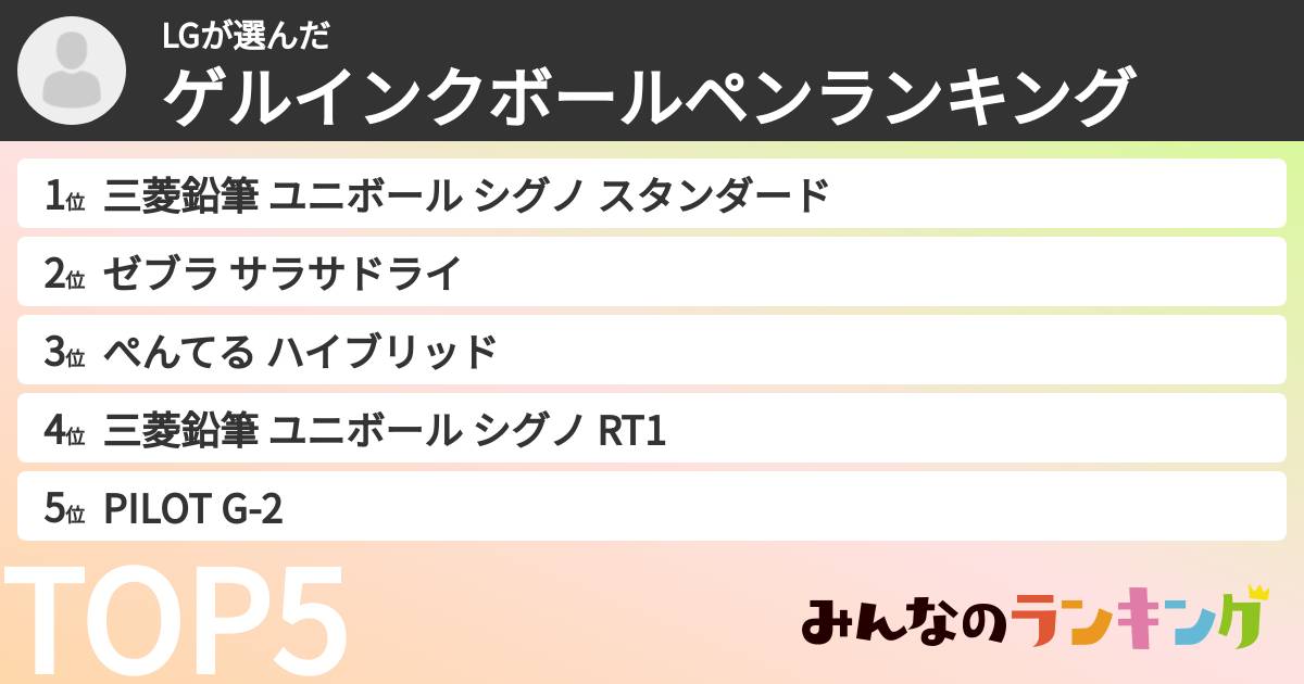 LGさんの「ゲルインクボールペンランキング」