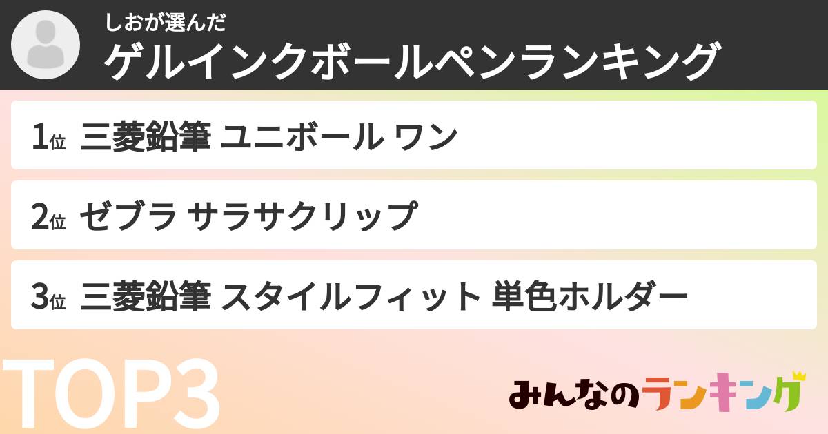 しおさんの「ゲルインクボールペンランキング」