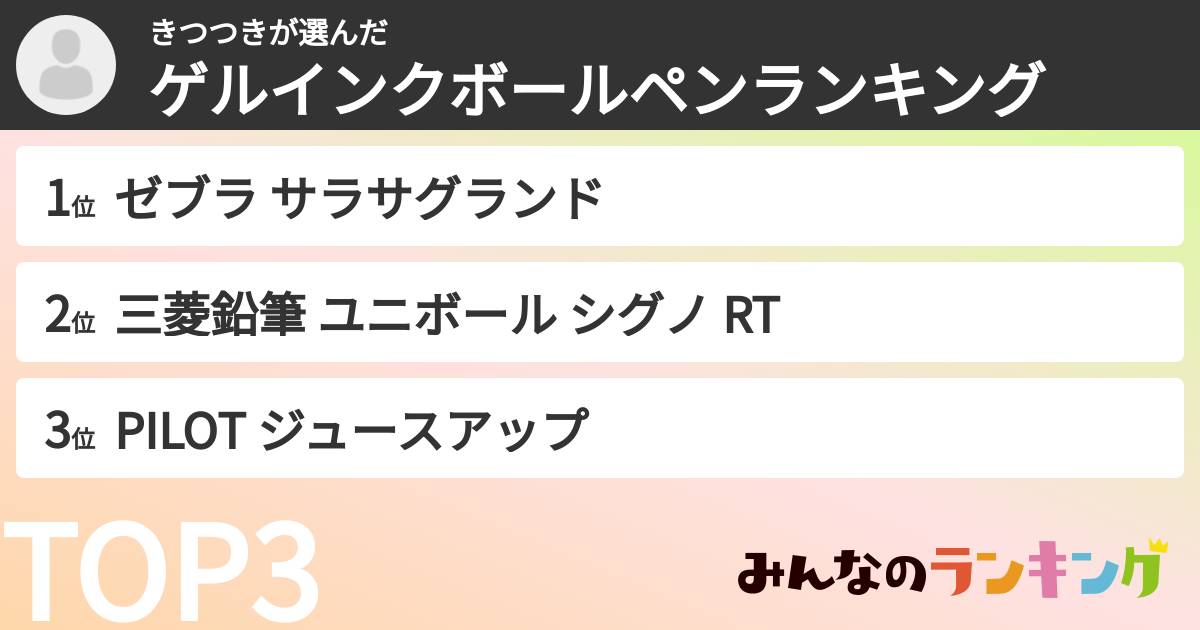 きつつきさんの「ゲルインクボールペンランキング」