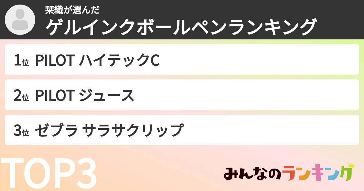 栞織さんの「ゲルインクボールペンランキング」