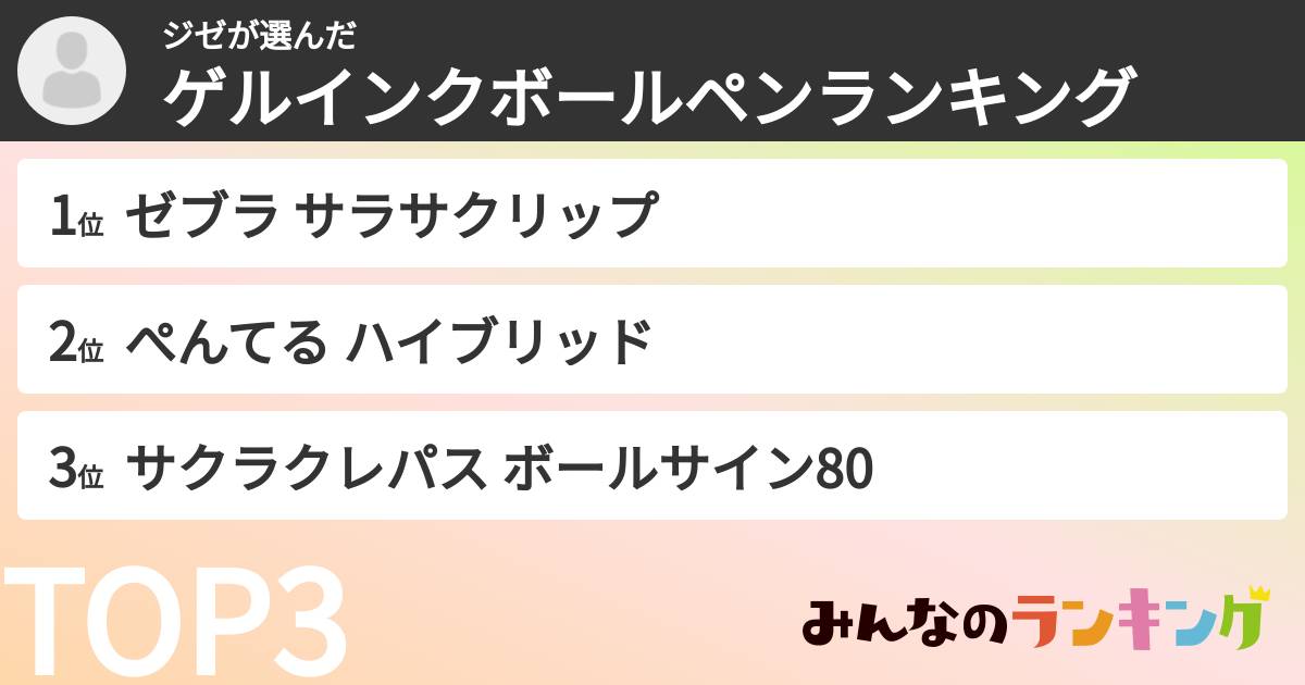 ジゼさんの「ゲルインクボールペンランキング」