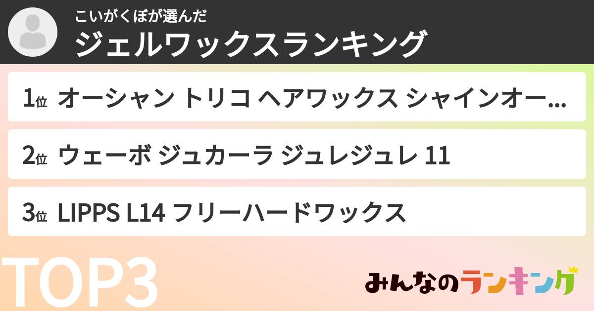 こいがくぼさんの「ジェルワックスランキング」