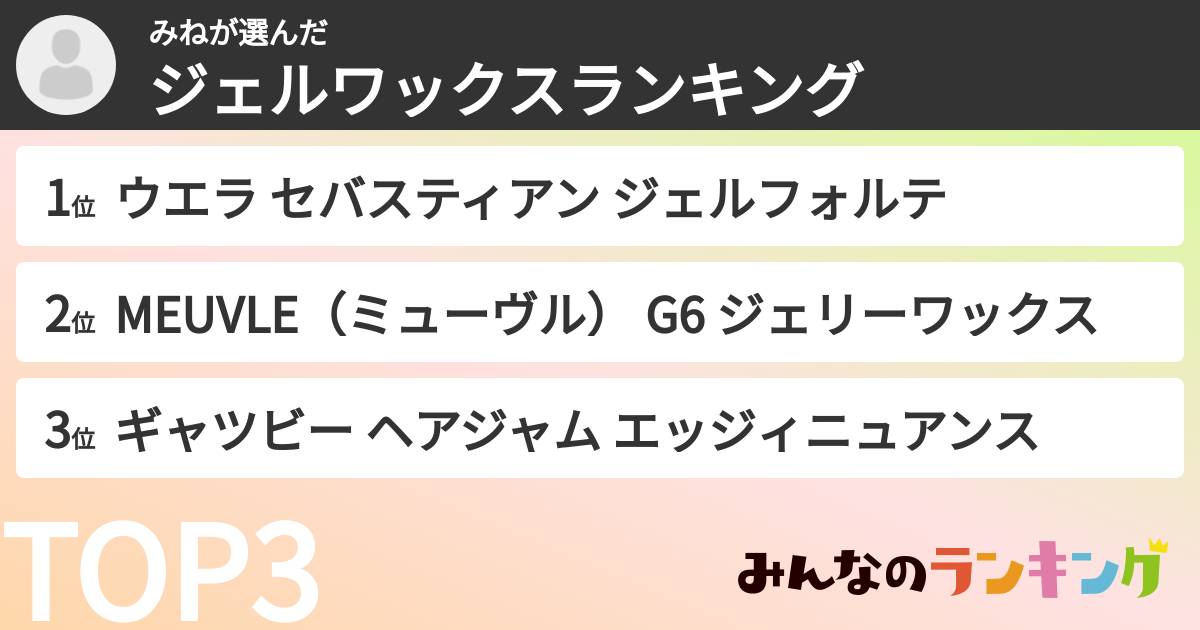 みねさんの「ジェルワックスランキング」