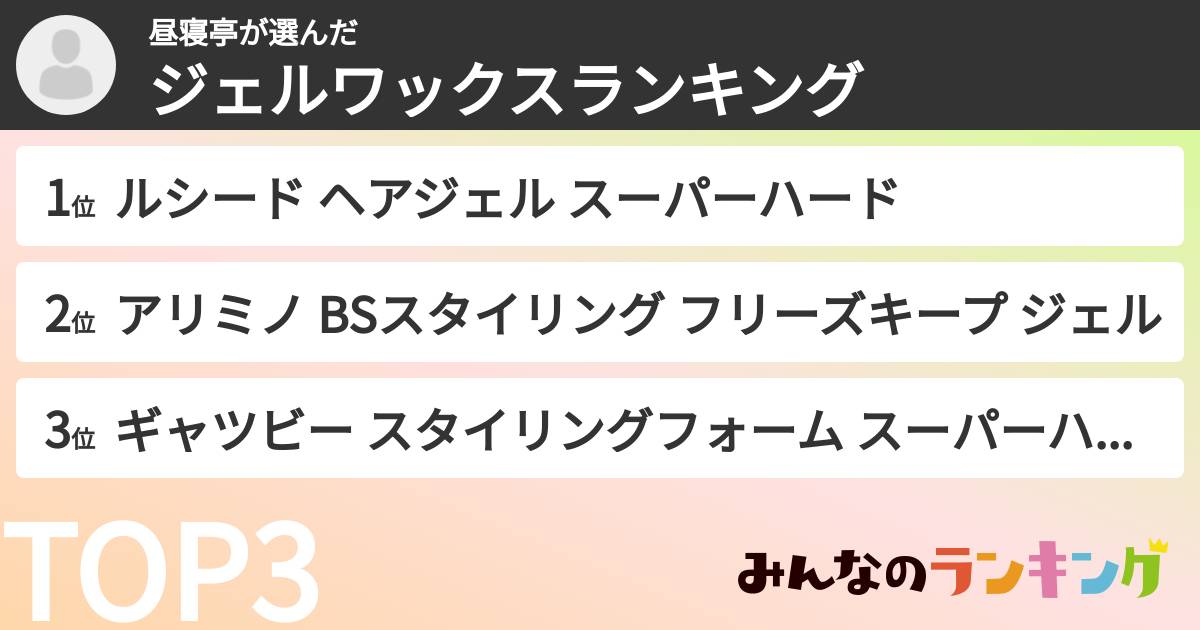 昼寝亭さんの「ジェルワックスランキング」