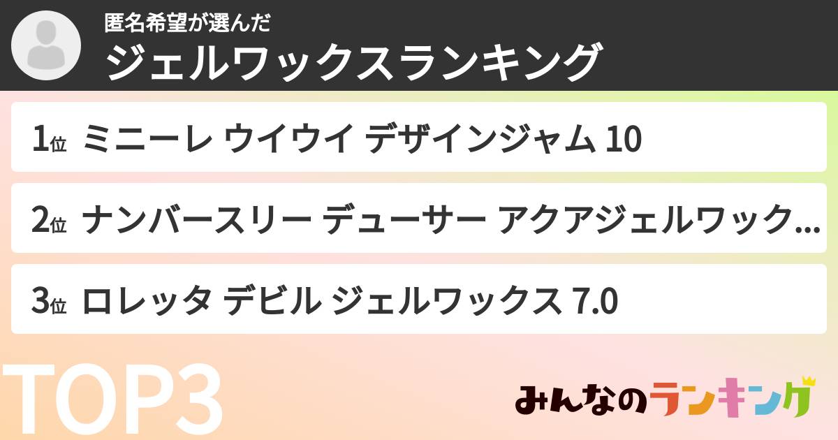 匿名希望さんの「ジェルワックスランキング」