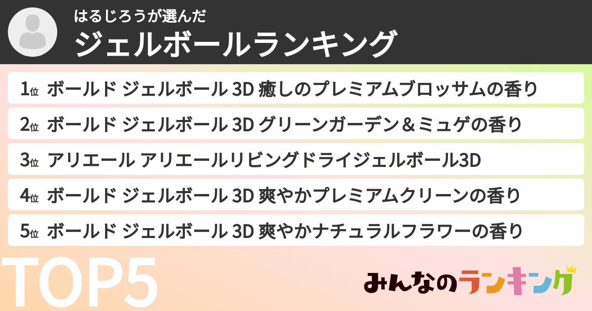 はるじろうさんの「ジェルボールランキング」