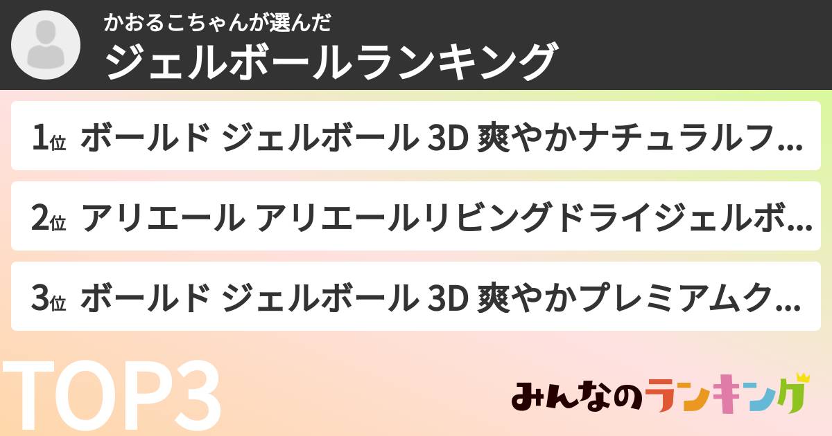 かおるこちゃんさんの「ジェルボールランキング」