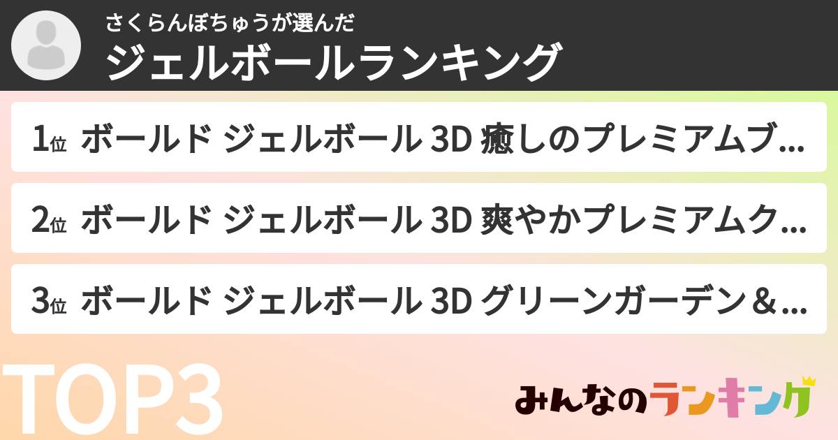 さくらんぼちゅうさんの「ジェルボールランキング」