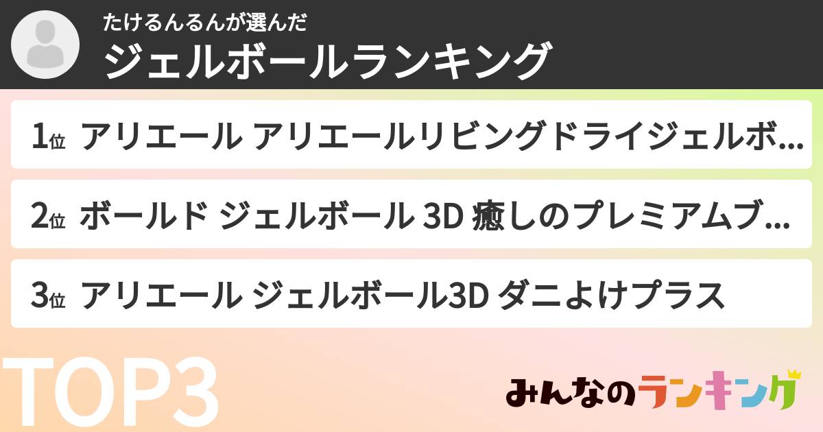 たけるんるんさんの「ジェルボールランキング」