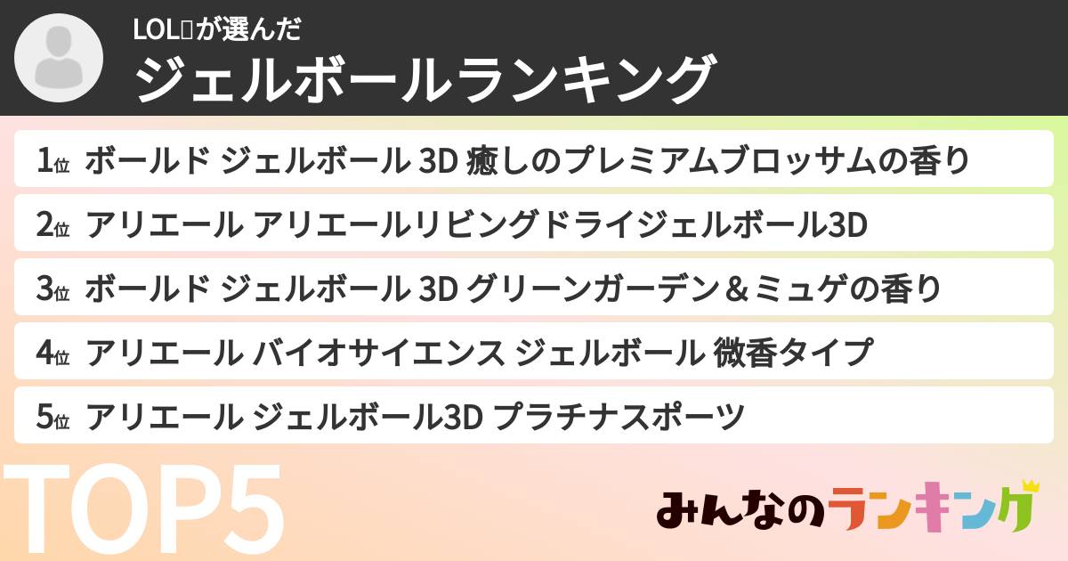 LOL💤さんの「ジェルボールランキング」