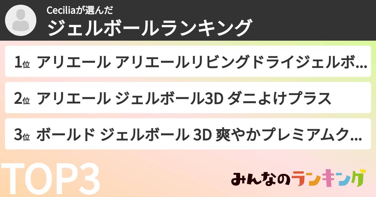Ceciliaさんの「ジェルボールランキング」