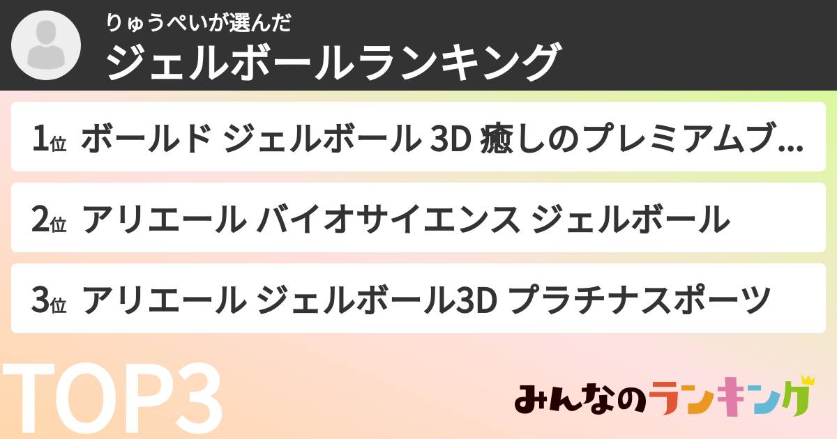 りゅうぺいさんの「ジェルボールランキング」