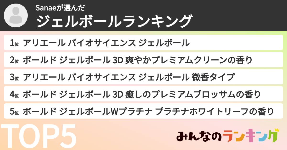 Sanaeさんの「ジェルボールランキング」