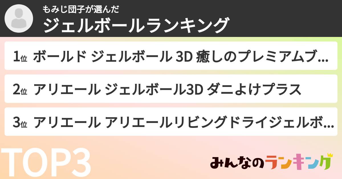 もみじ団子さんの「ジェルボールランキング」