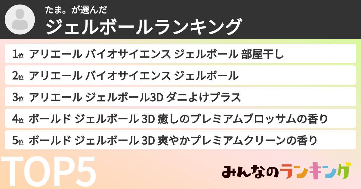 たま。さんの「ジェルボールランキング」