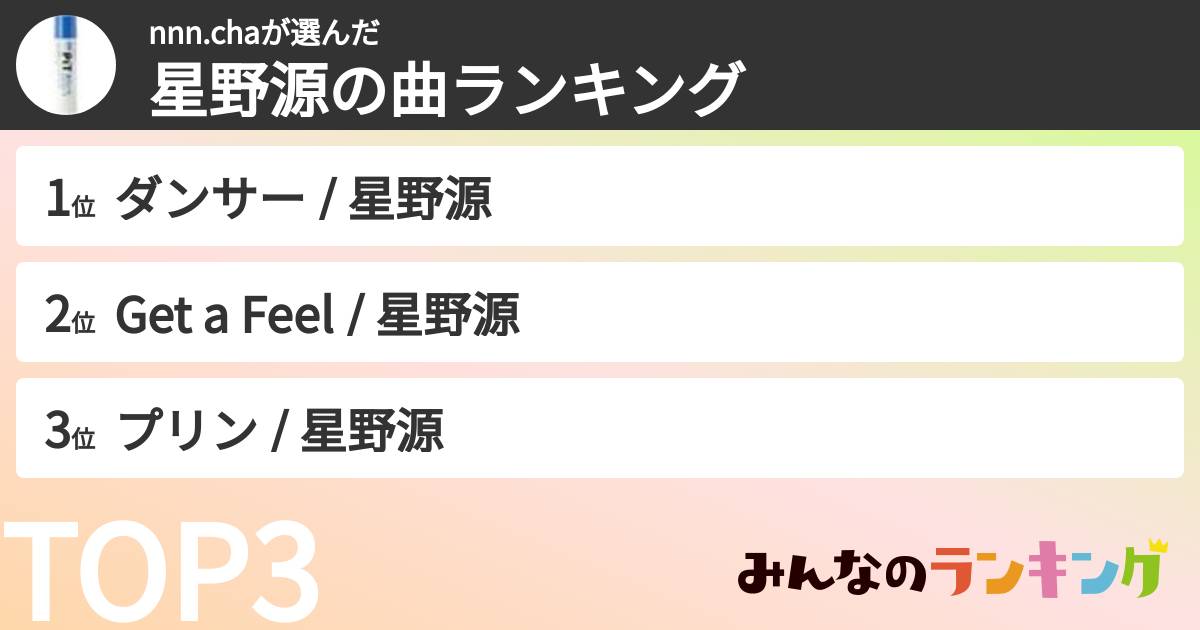nnn.chaさんの「星野源の曲ランキング」